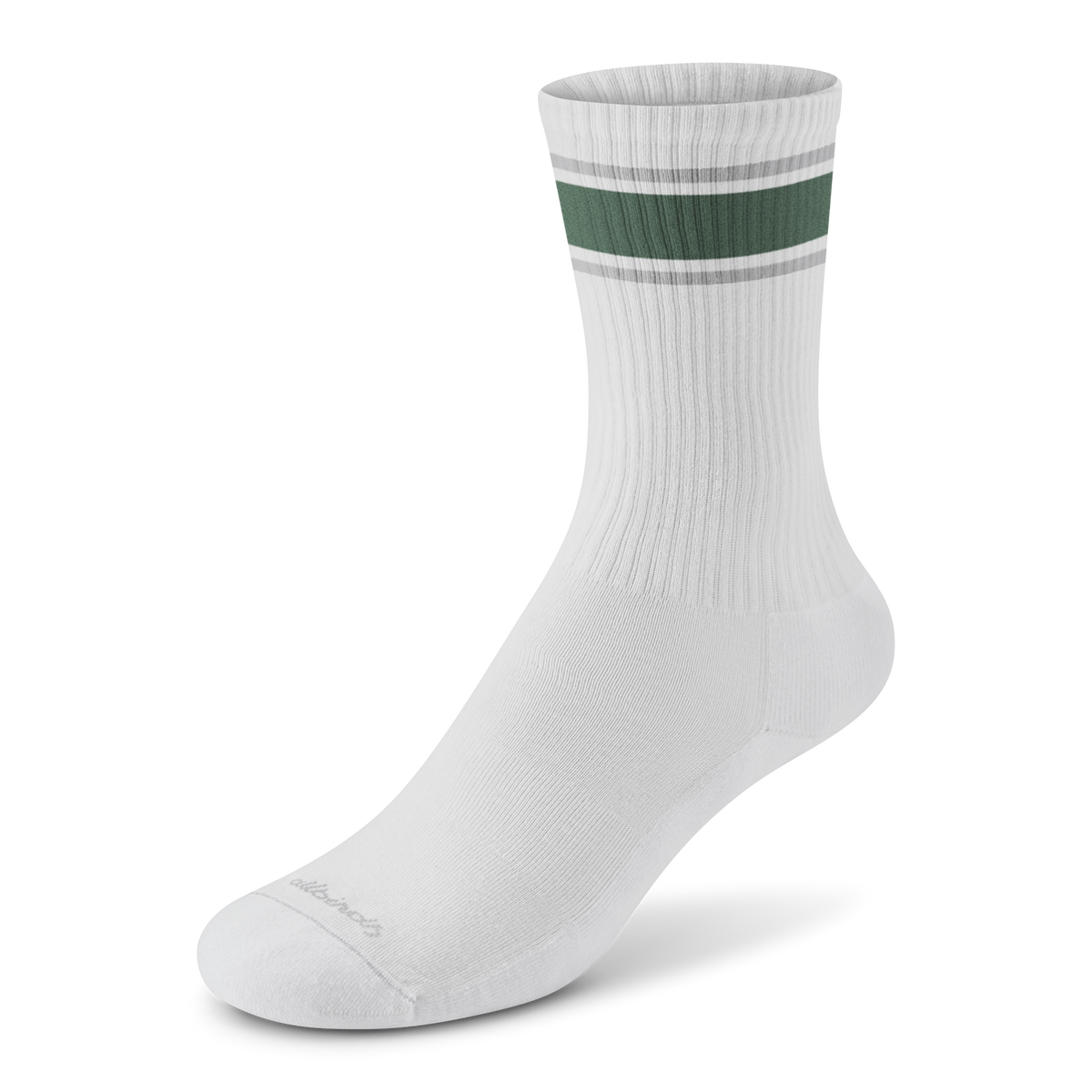 Allbirds Anytime Crew Sock - Blizzard, Verdant Green (Light Grey Sole)